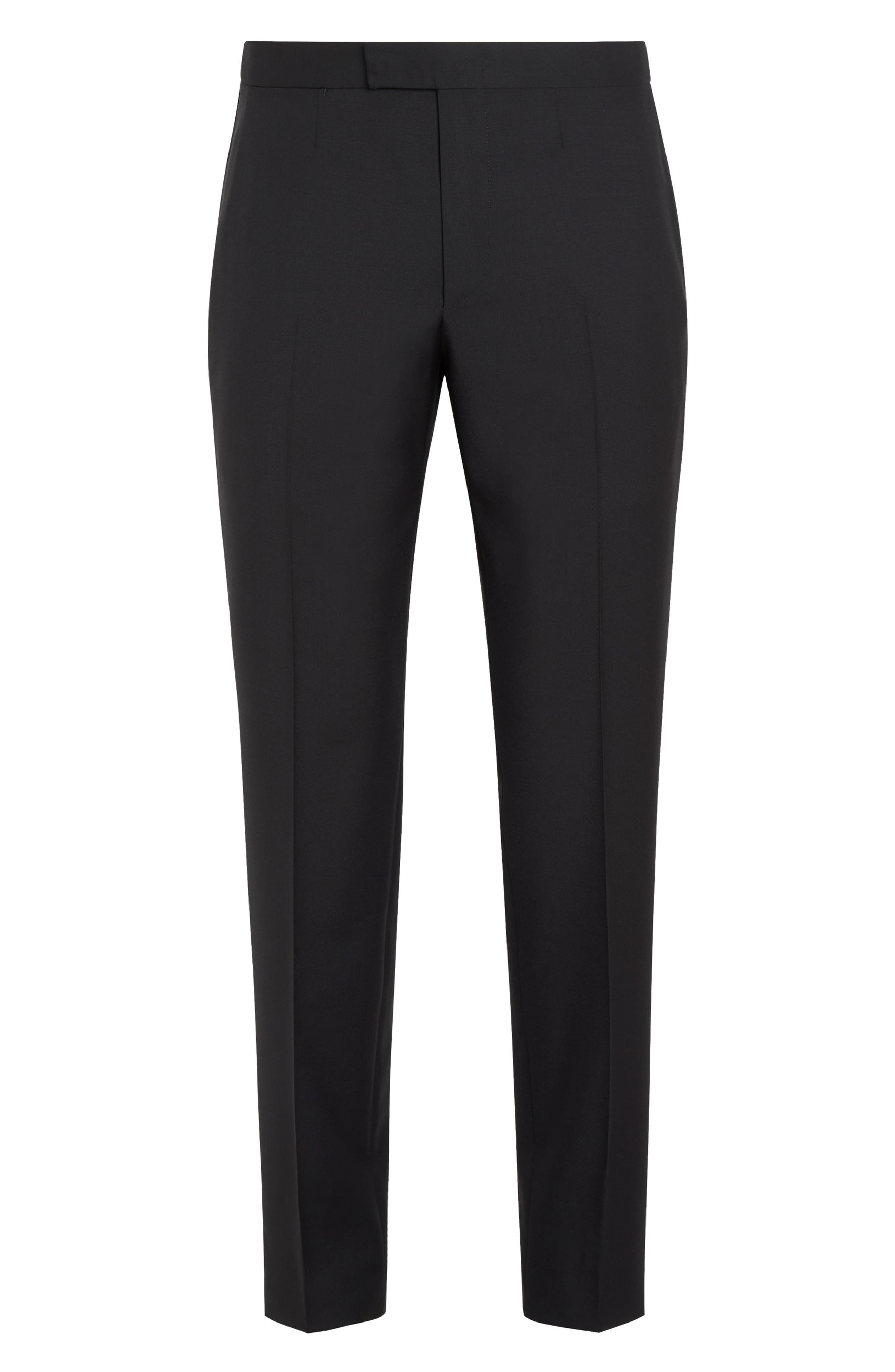 Men's Flat Front Wool & Mohair Tuxedo Trousers - 4