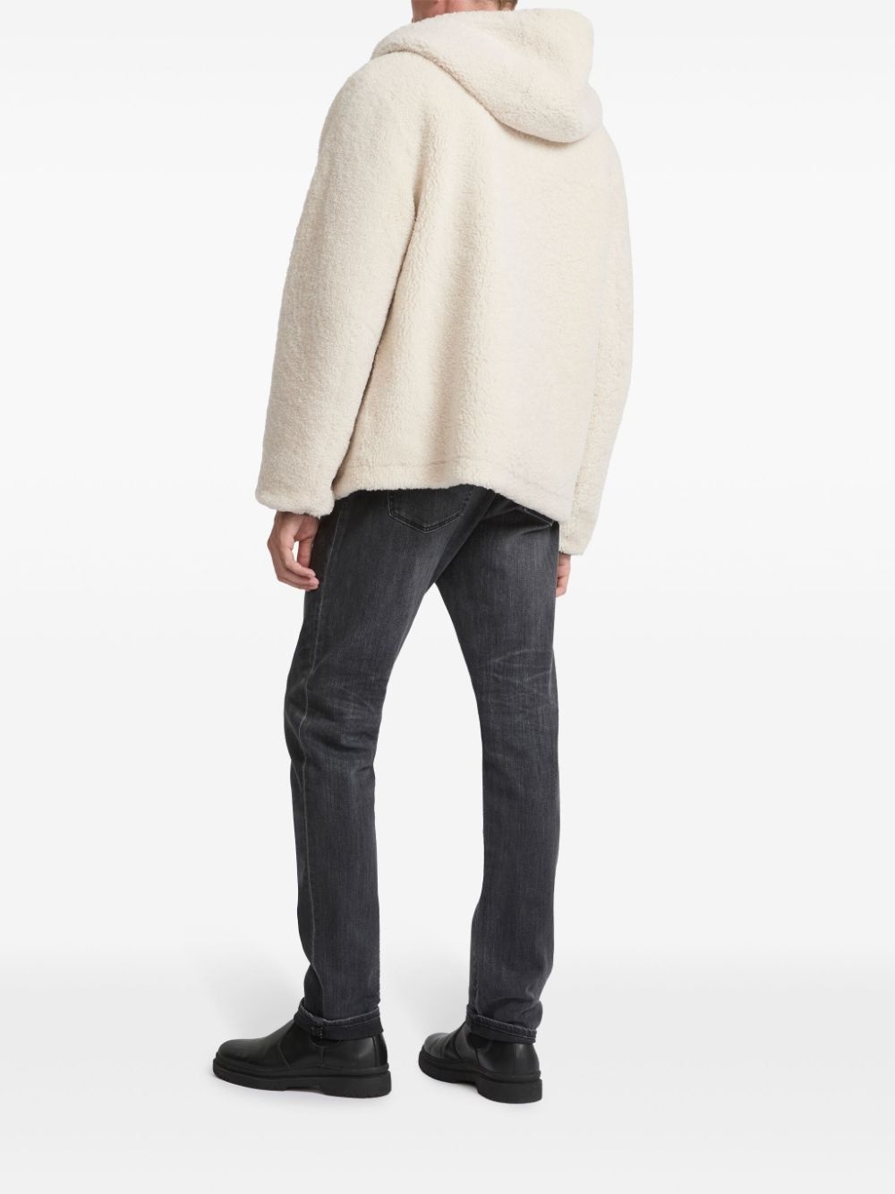 reversible shearling hooded jacket - 3