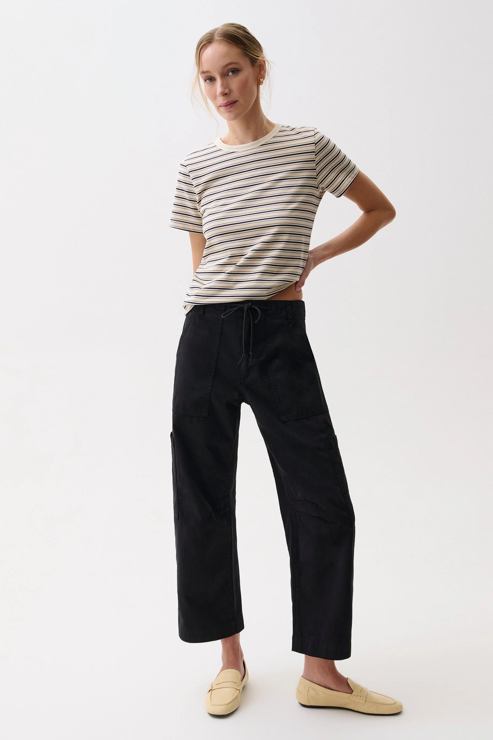 SABRINA CURVED UTILITY PANTS - WASHED BLACK - 1