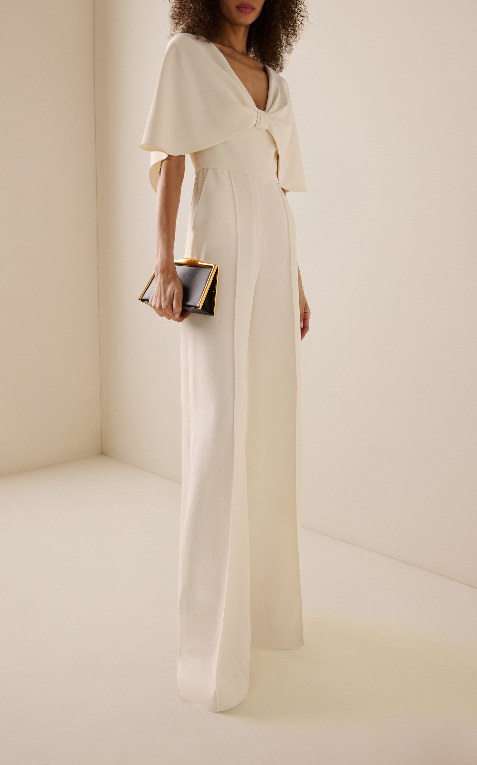 Cape-Sleeve Cady Jumpsuit white - 2