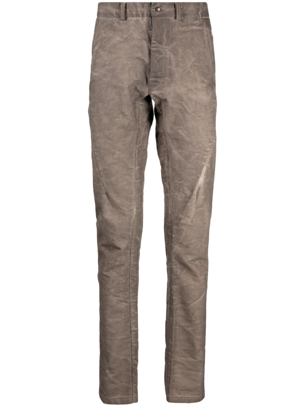 logo-plaque crease-effect tapered trousers - 1