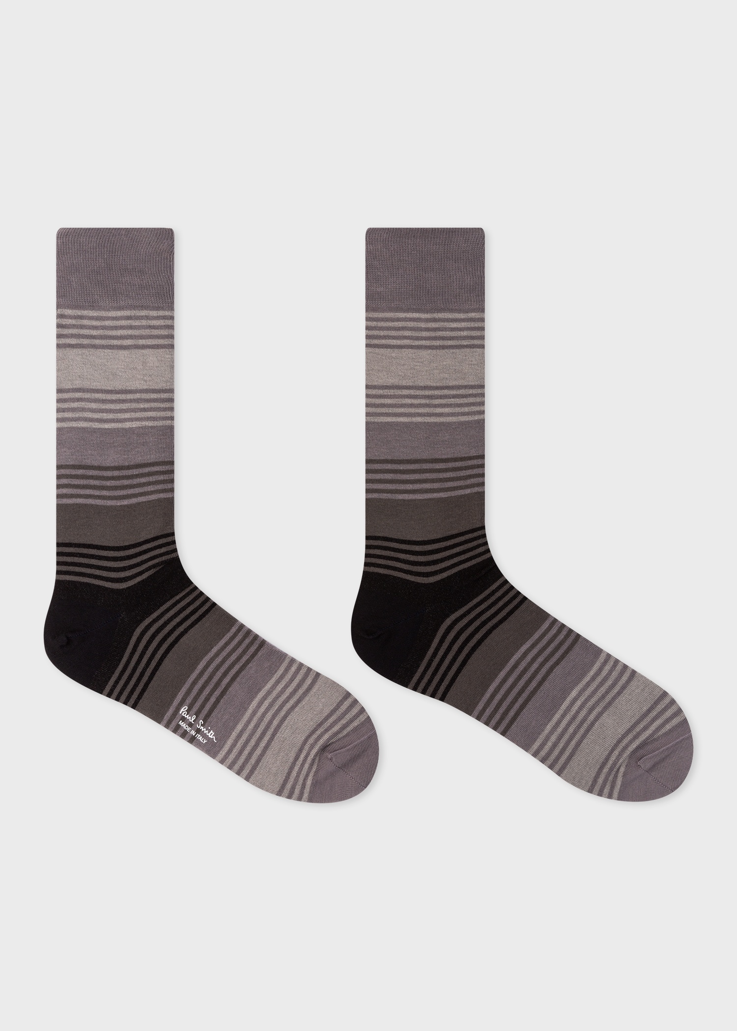 Grey Gradient Stripe Socks - 2