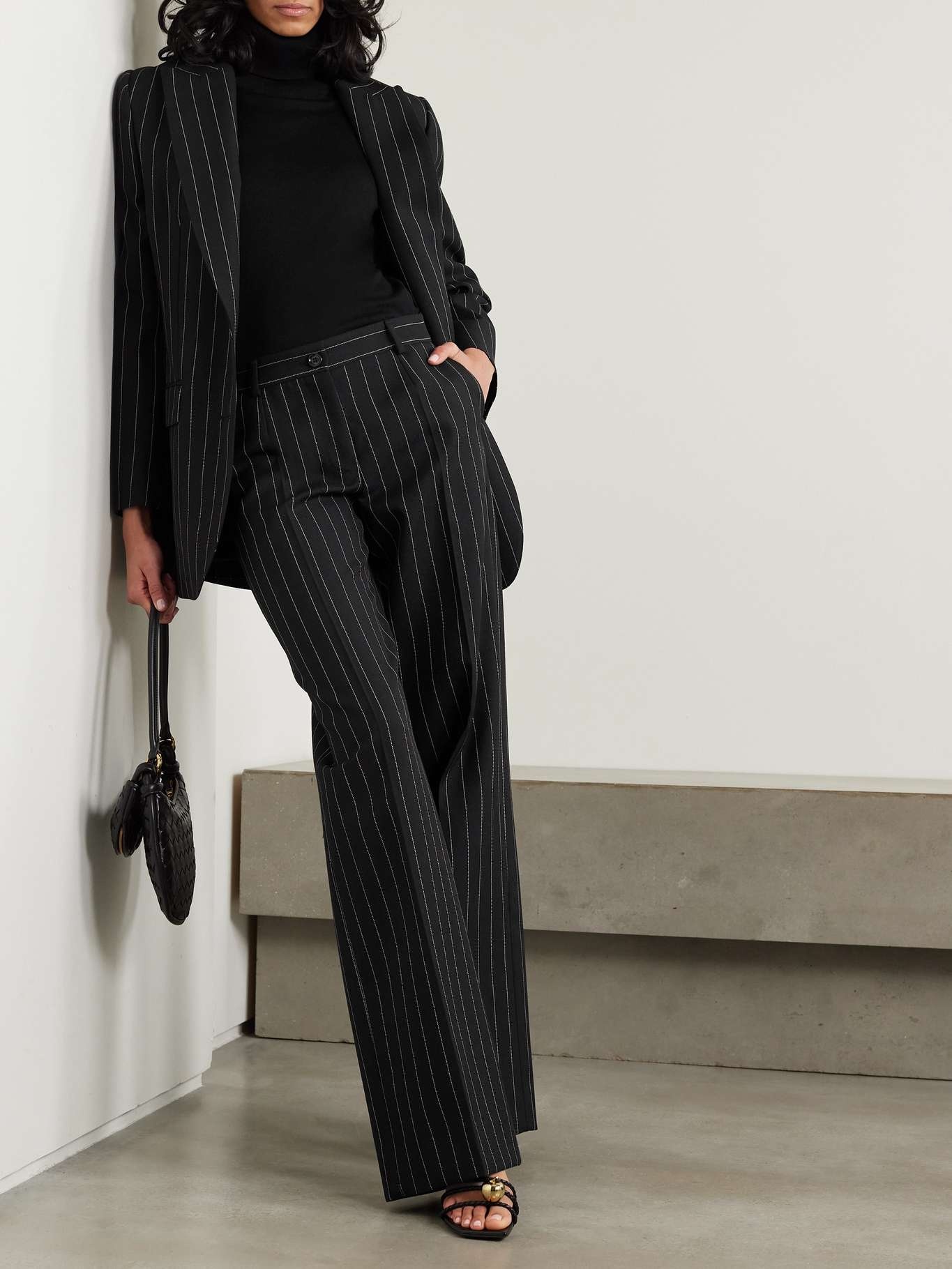 Pinstriped wool wide-leg pants - 2