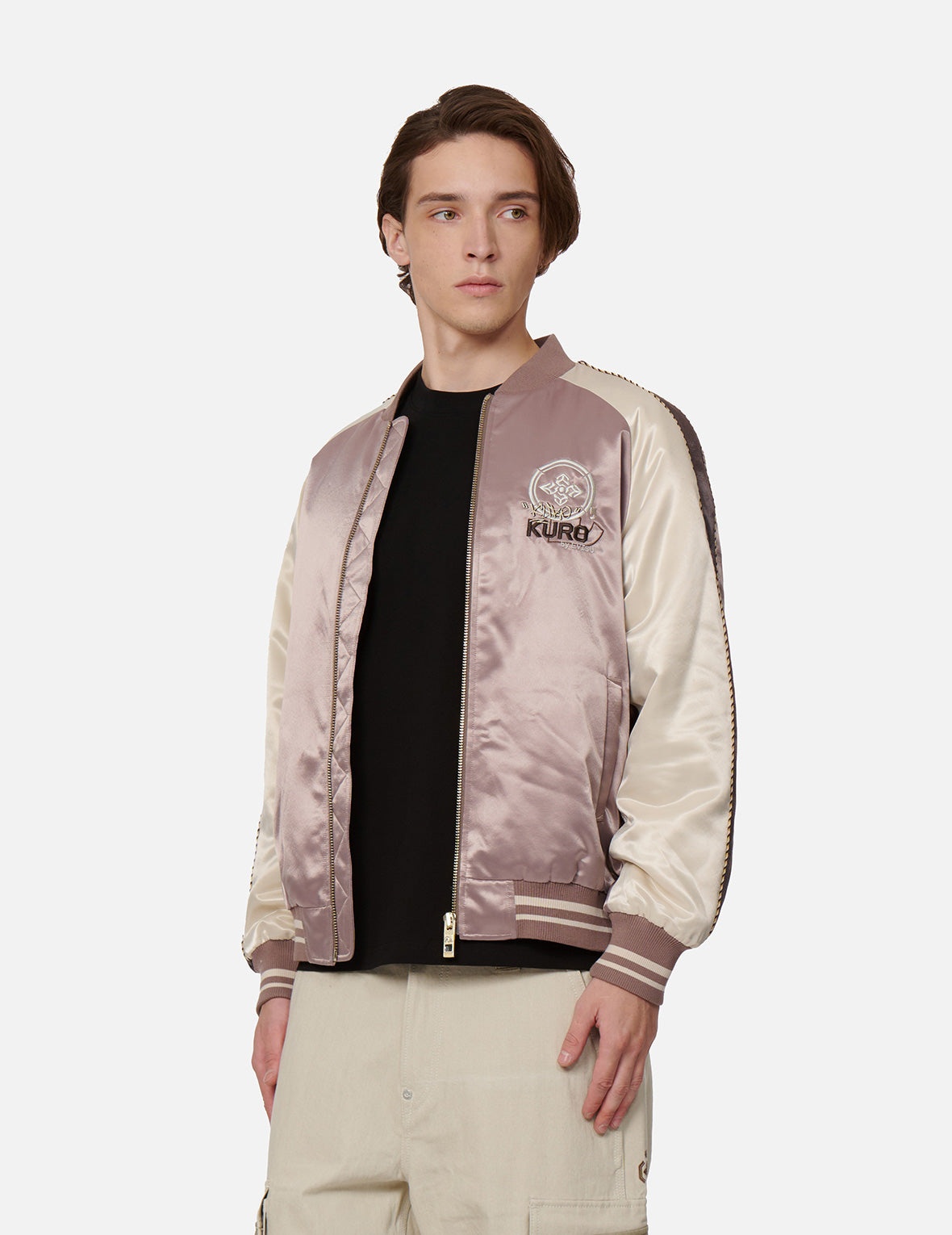 Hannya Embroidery Panelling Padded Souvenir Jacket - 8