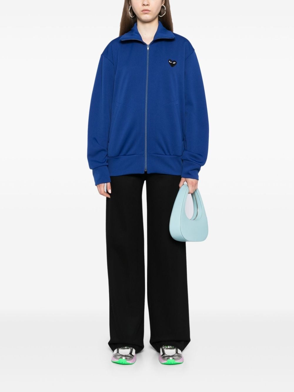 heart-print jersey track jacket - 2