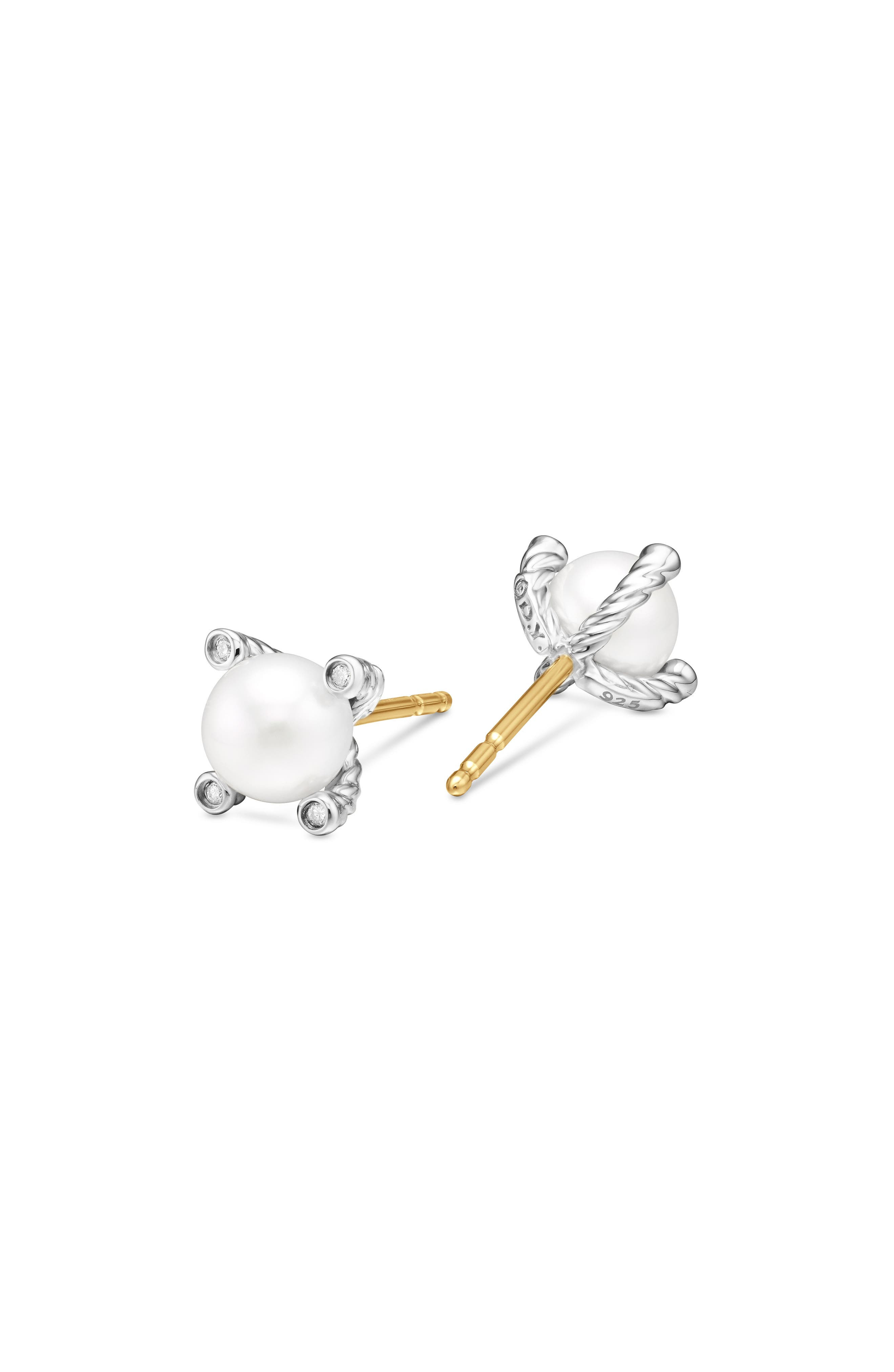 David Yurman Small Freshwater Pearl & Diamond Stud Earrings at Nordstrom - 5