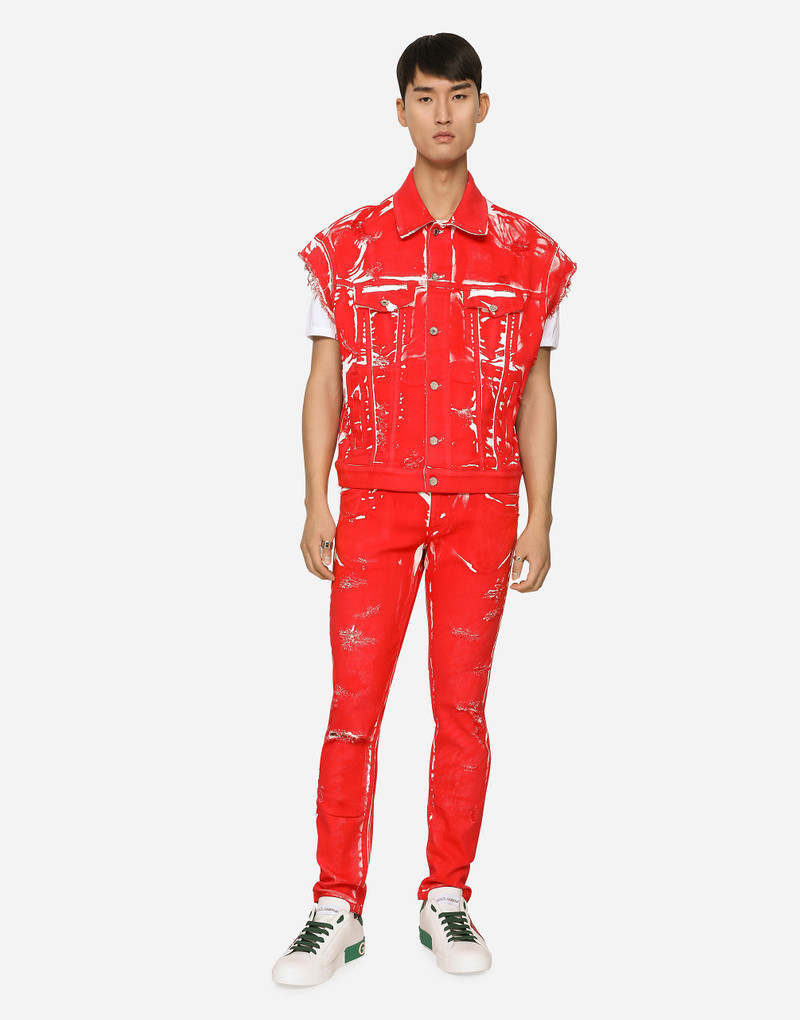 Dolce & Gabbana Overdyed slim-fit stretch jeans with abrasions outlook