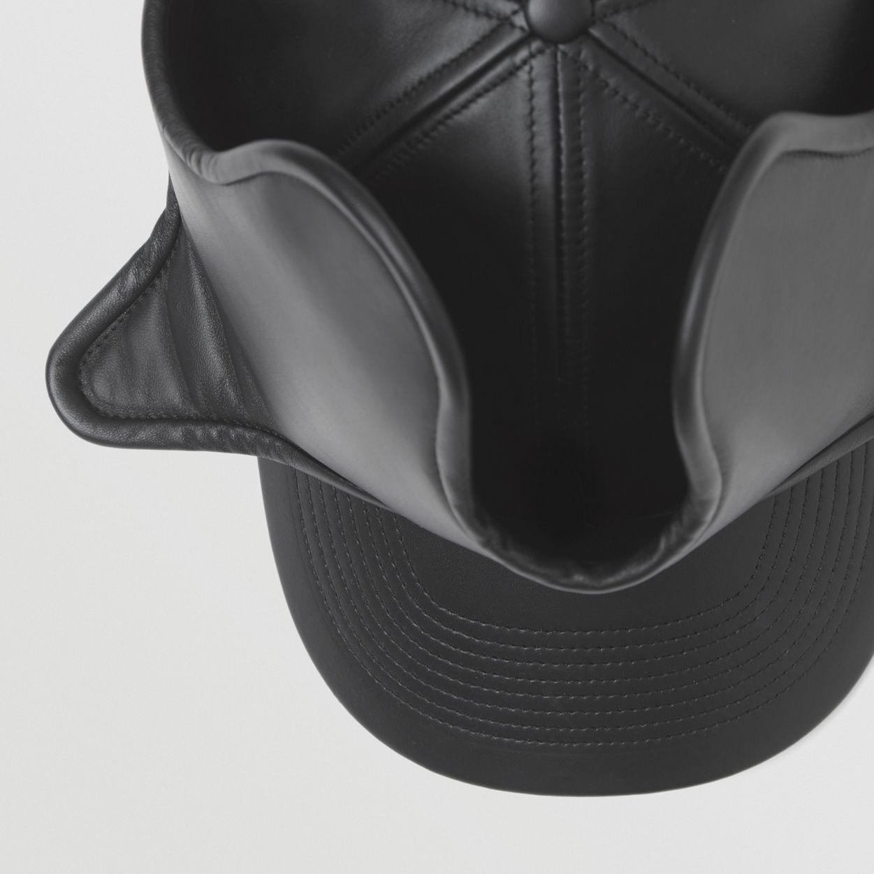 Panel Detail Lambskin Baseball Cap - 8