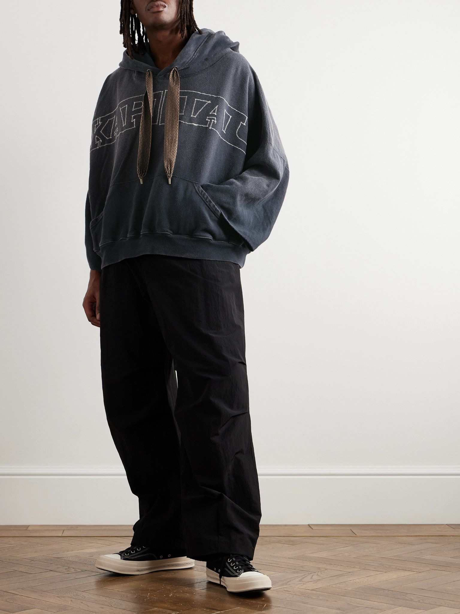 Oversized Logo-Embroidered Cotton-Jersey Hoodie Gray - 2