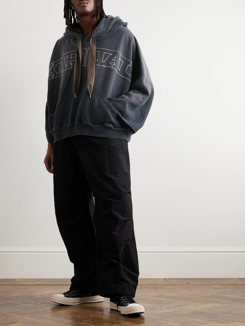 Kapital Oversized Logo-Embroidered Cotton-Jersey Hoodie Gray outlook