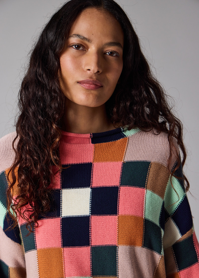 Women's Geometric Square Knitted Sweater 4