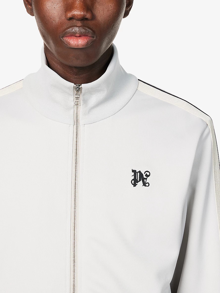 Monogram brand-embroidered jersey jacket - 5
