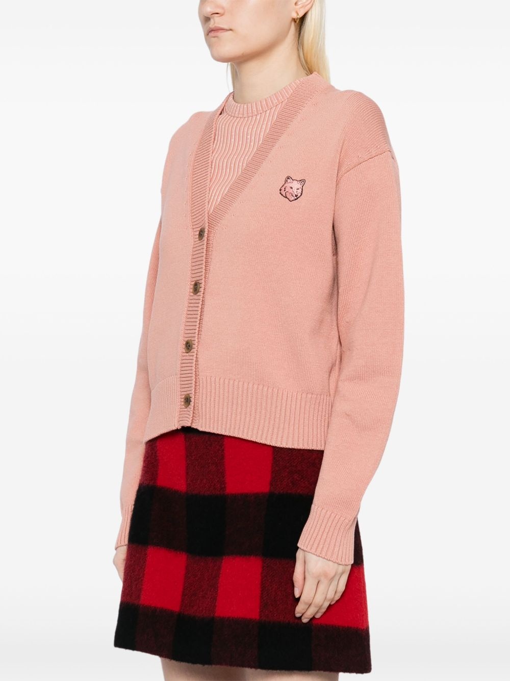 bold fox head-patch cardigan - 3
