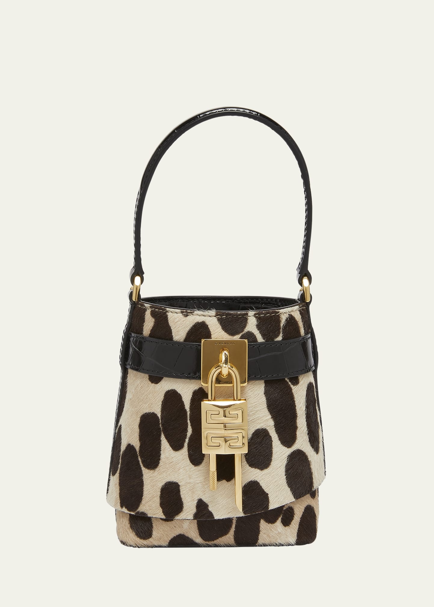 Shark Micro Lock Bucket Bag in Leopard Calf Hair - 1