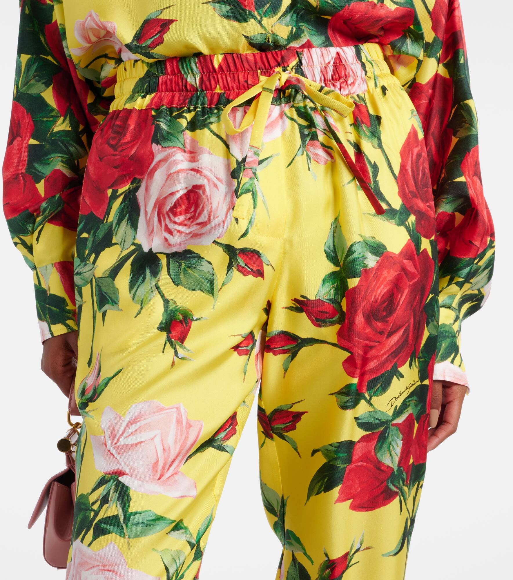 Floral silk straight pants - 4