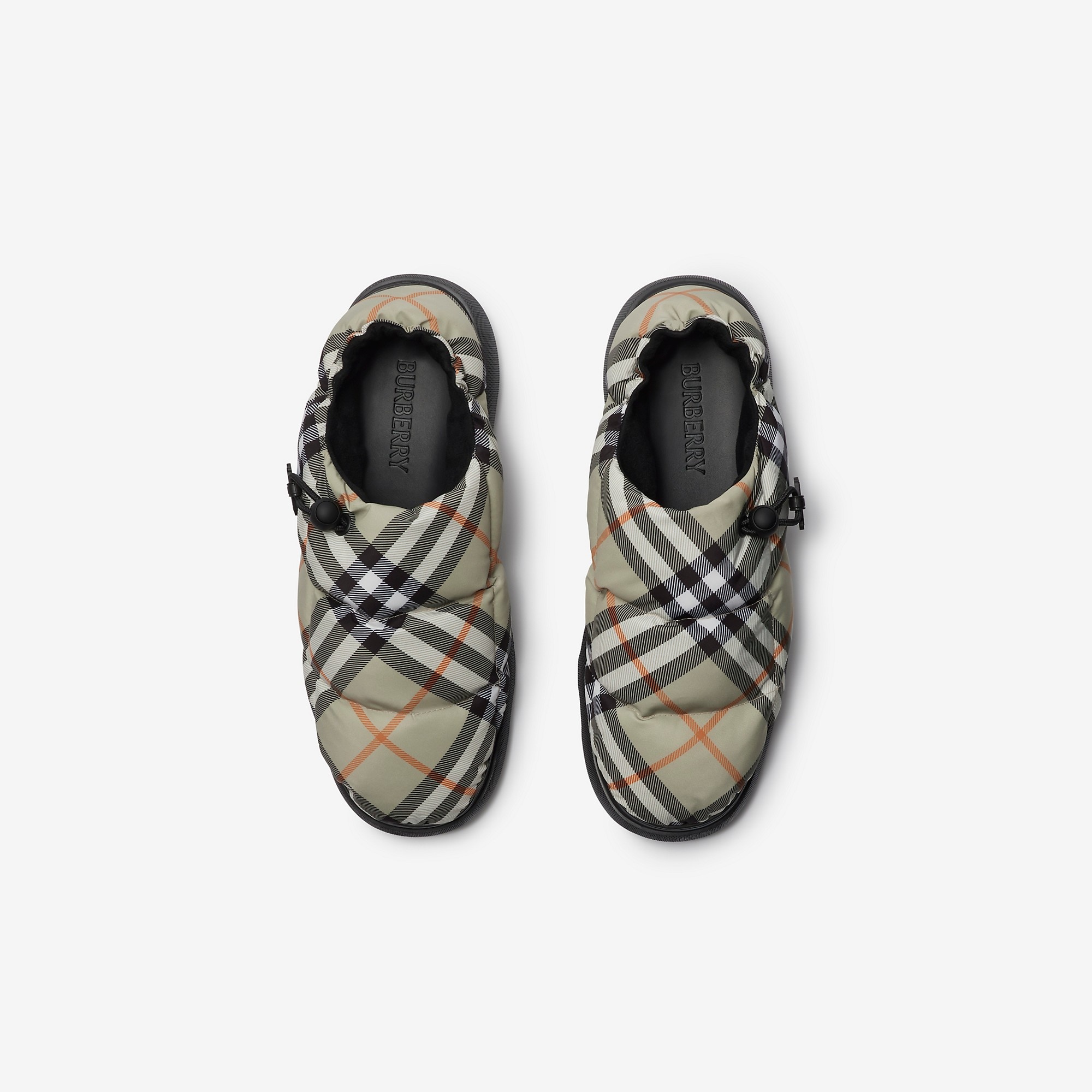 Check Nylon Blend Pillow Mules - 5