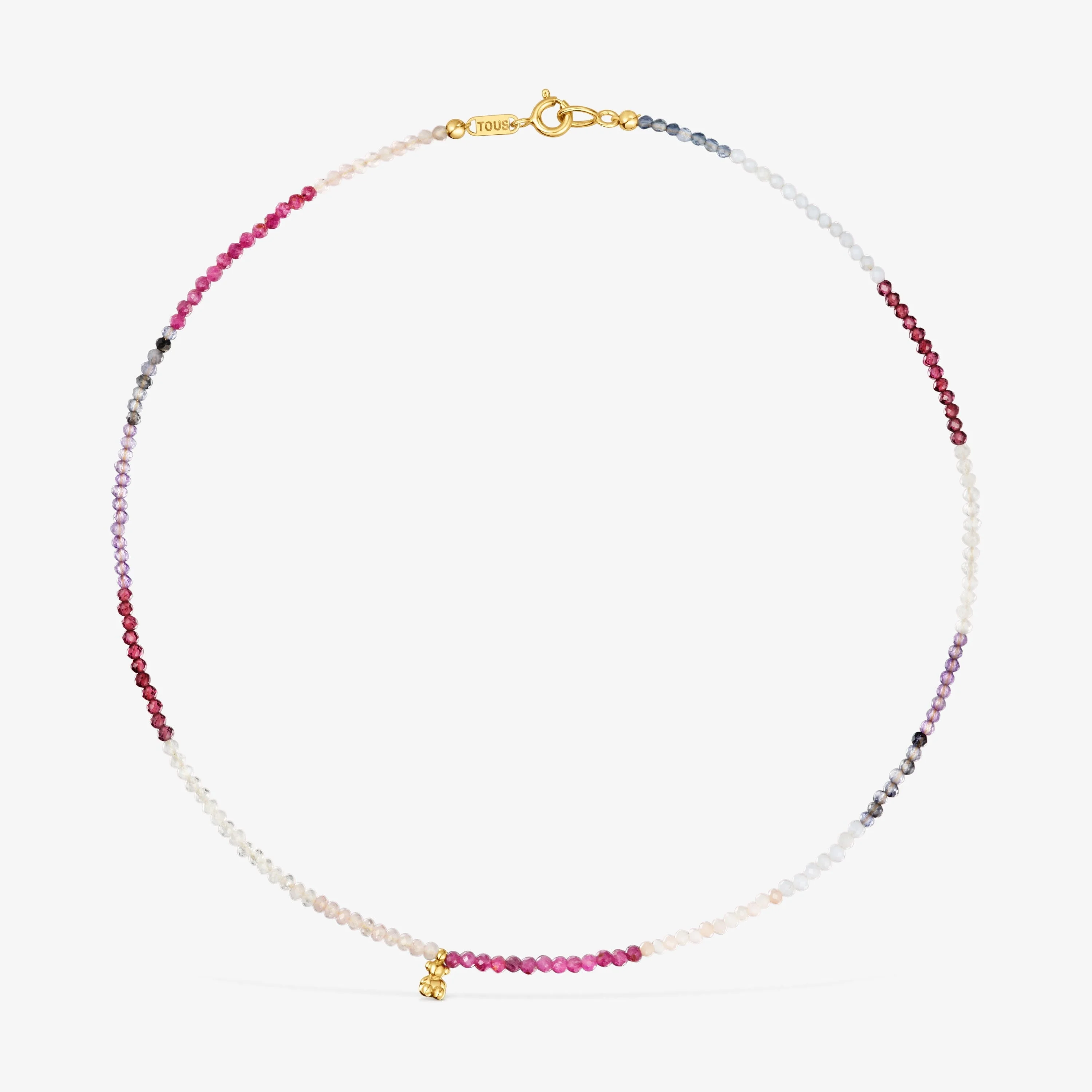Short 18K gold vermeil Necklace with tourmalines Bold Bear - 1