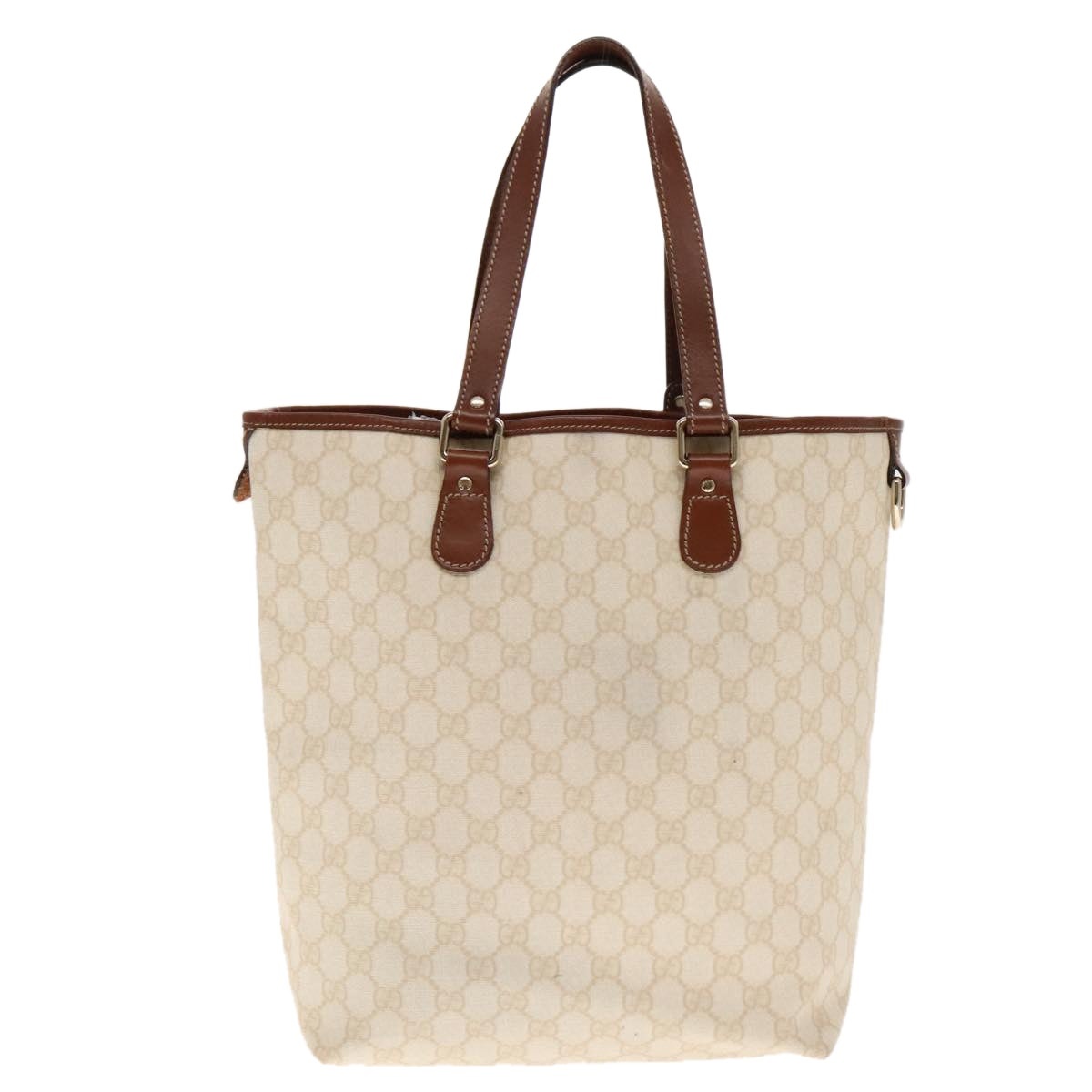 GUCCI GG Supreme Tote Bag Pvc Leather Gold White - 3