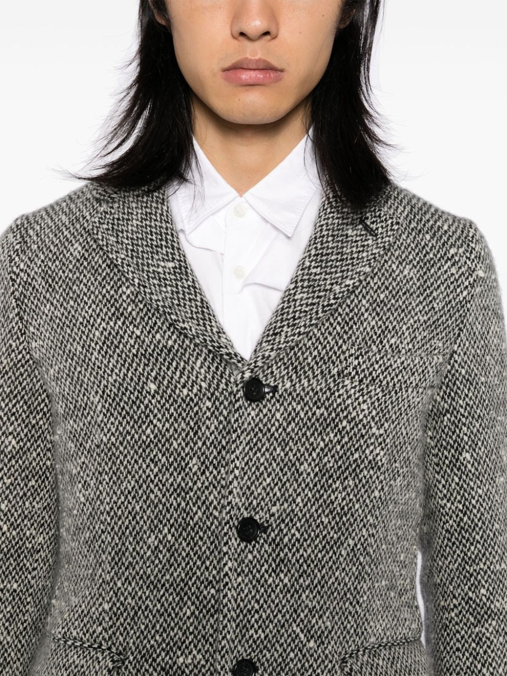 HERRINGBONE TWEED SINGLE-BREASTED COAT - 5