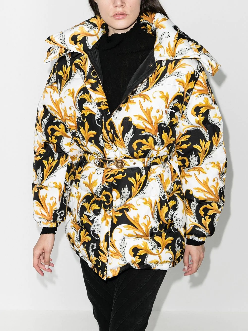 Baroque print puffer jacket - 2