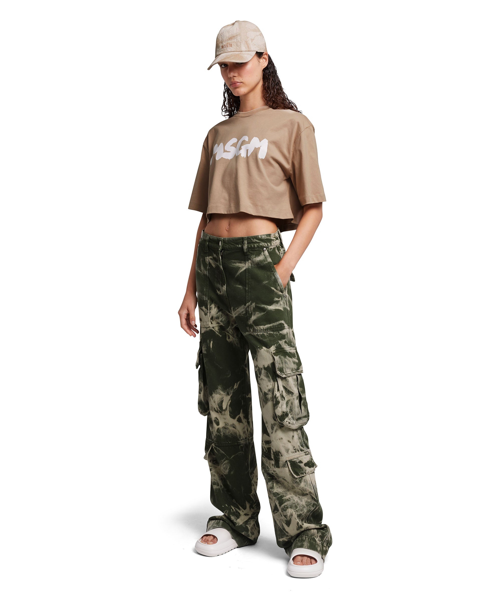 Crop top T-Shirt with new brushstroke logo - 5