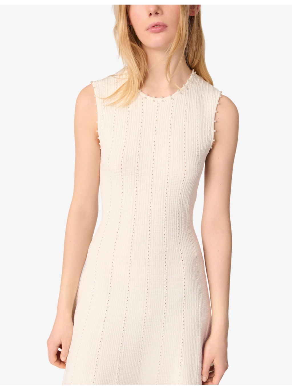 Sleeveless Pointelle-Texture Knitted Maxi Dress - 5
