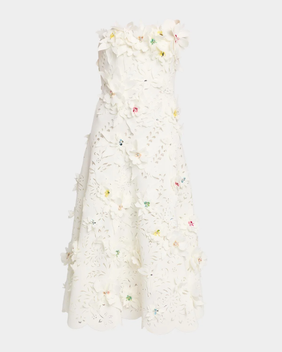 Cutout Floral Applique Scuba Midi Dress - 1