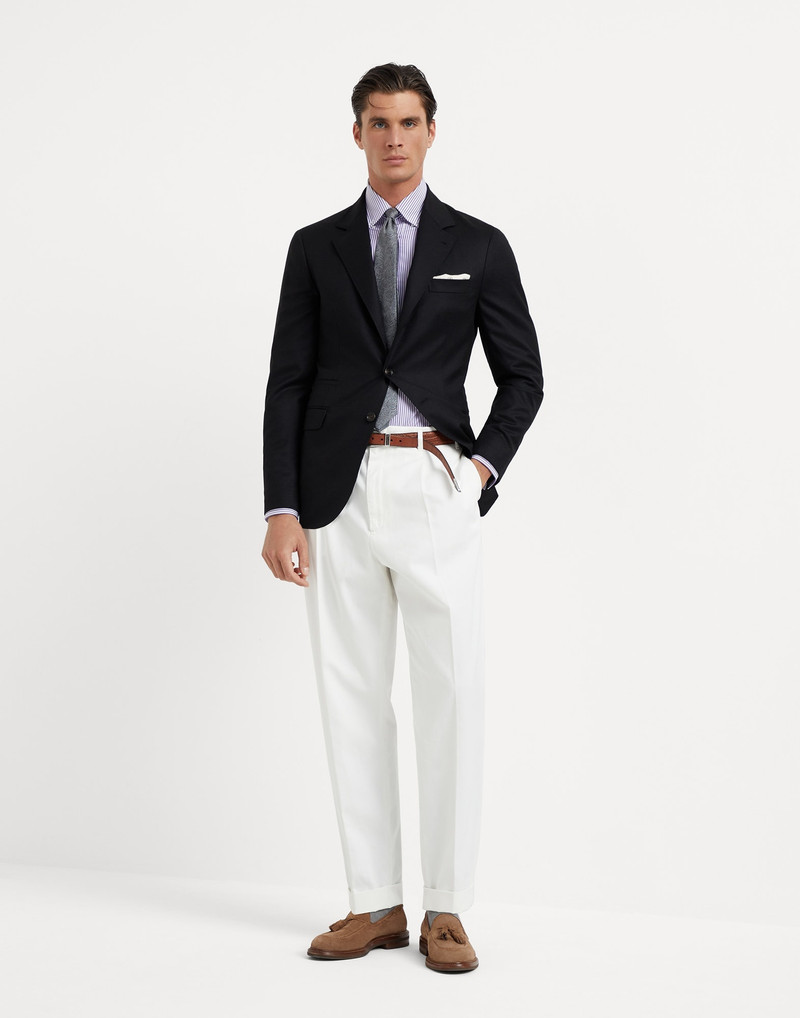 Striped basic fit shirt with button-down collar 5