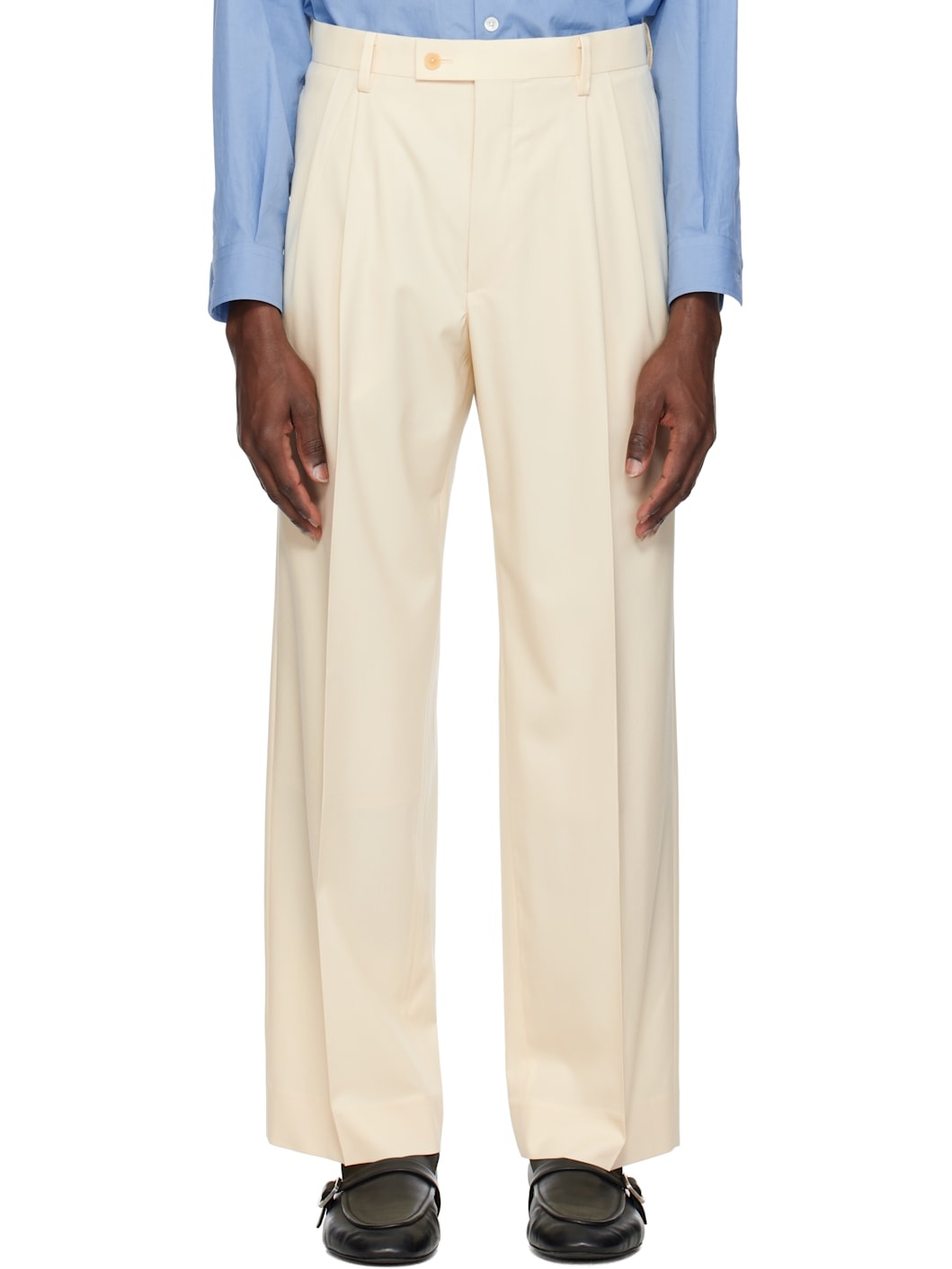 Off-White Super Fine Tropical Wool Two-Tuck Trousers - 1