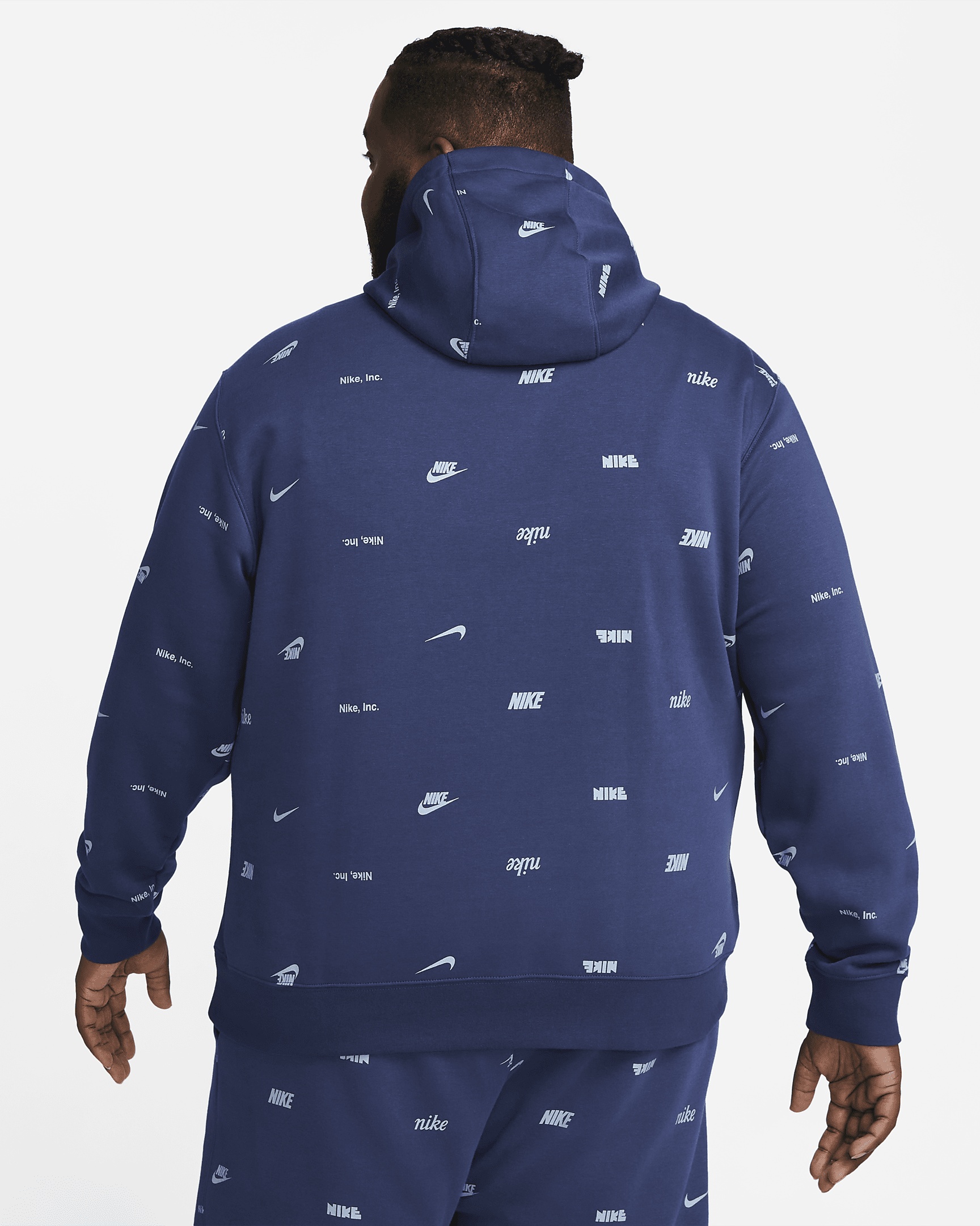 Nike men's sportswear club fleece swoosh allover print pullover hoodie hotsell