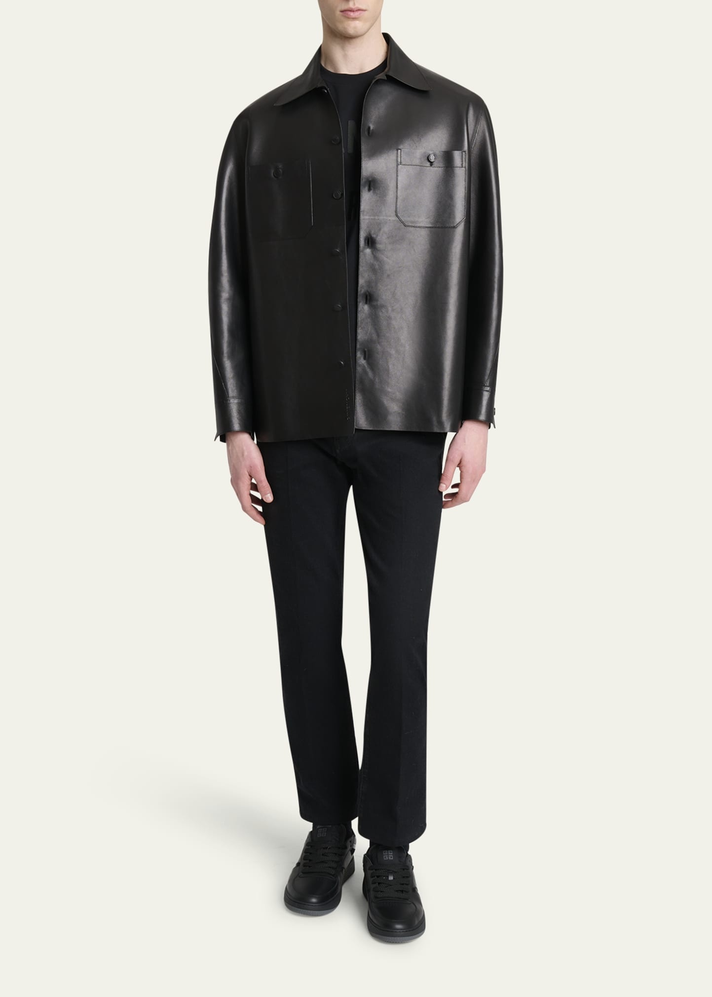 Men's Tonal Leather Overshirt - 2