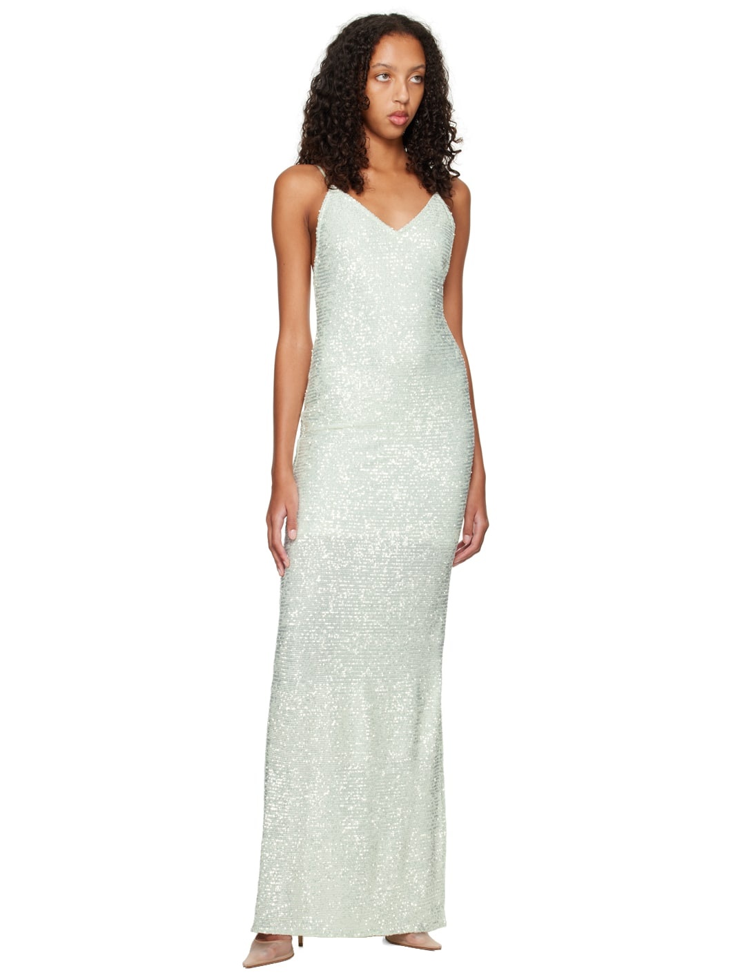 Green Sequinned Maxi Dress - 4