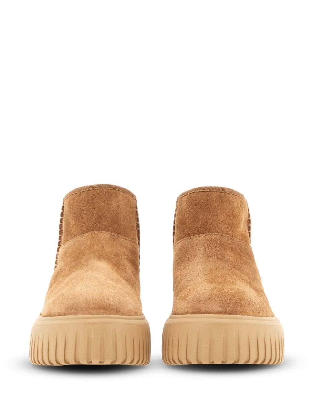 logo-patch suede boots - 5