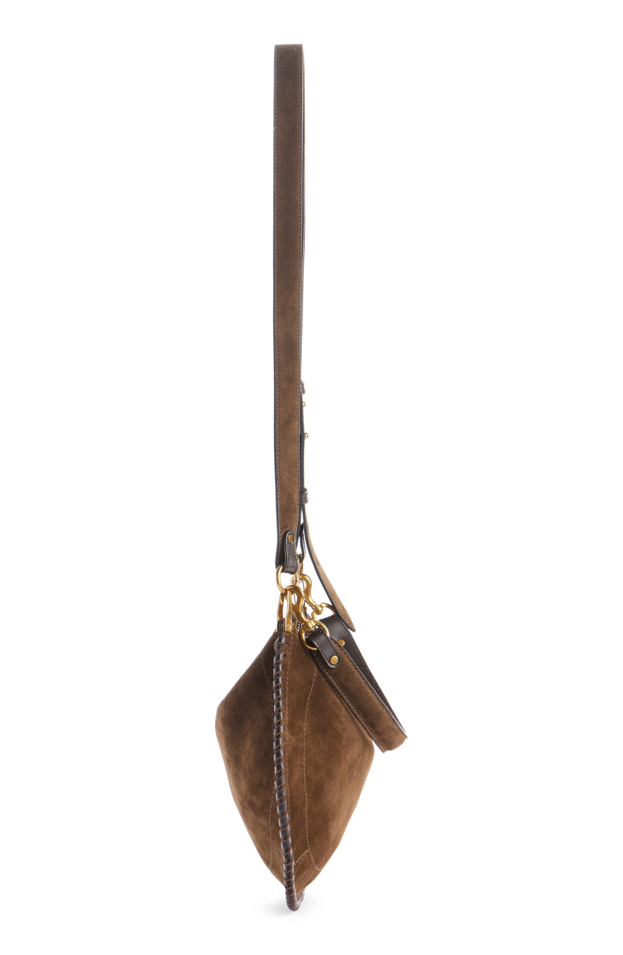 Isabel Marant Oskan Whipstitch Soft Suede Shoulder Bag in Bronze at Nordstrom - 5