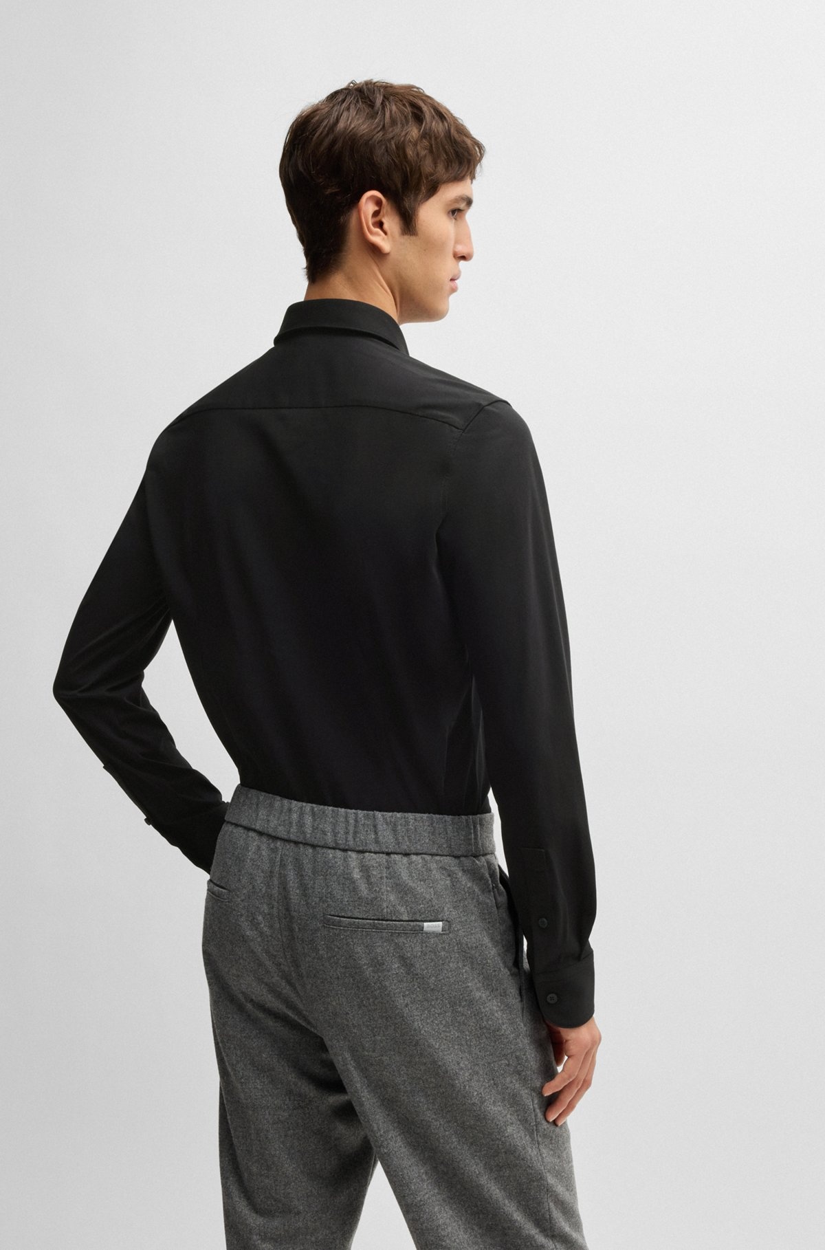 SLIM-FIT SHIRT IN PERFORMANCE-STRETCH COTTON-BLEND JERSEY - 5