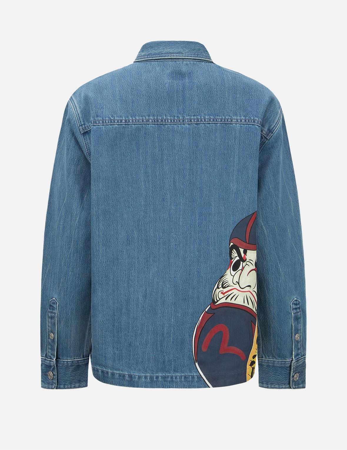 Vintage Daruma Print Denim Shirt Jacket - 2