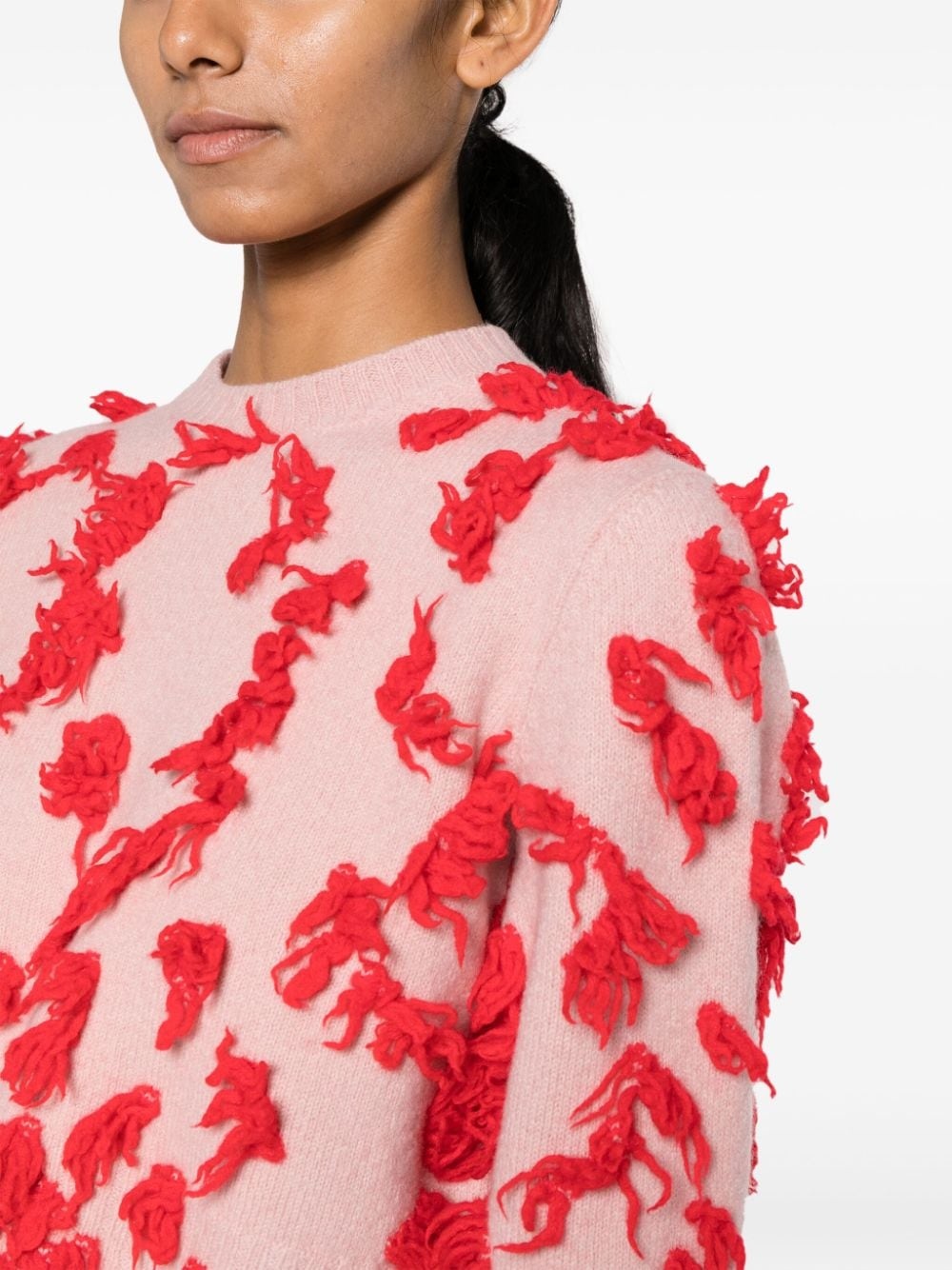 appliquÃ©-detail cropped wool top - 5