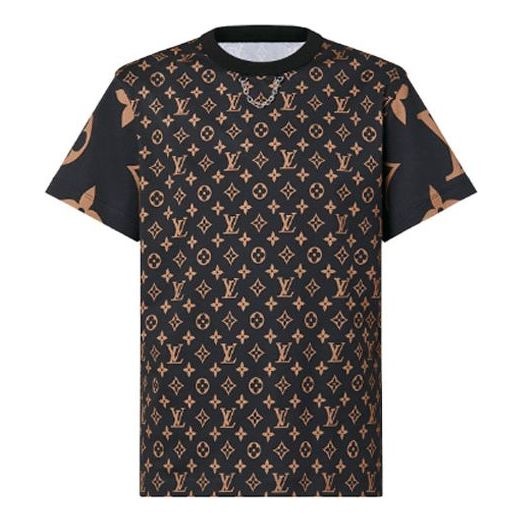 Men's LOUIS VUITTON FW21 Monogram Logo Full Print Short Sleeve Brown 1A93IW - 1