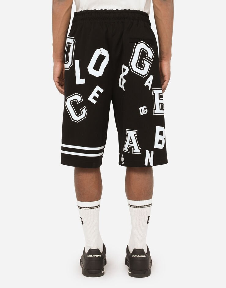 Cotton jogging shorts with all-over DG print - 3