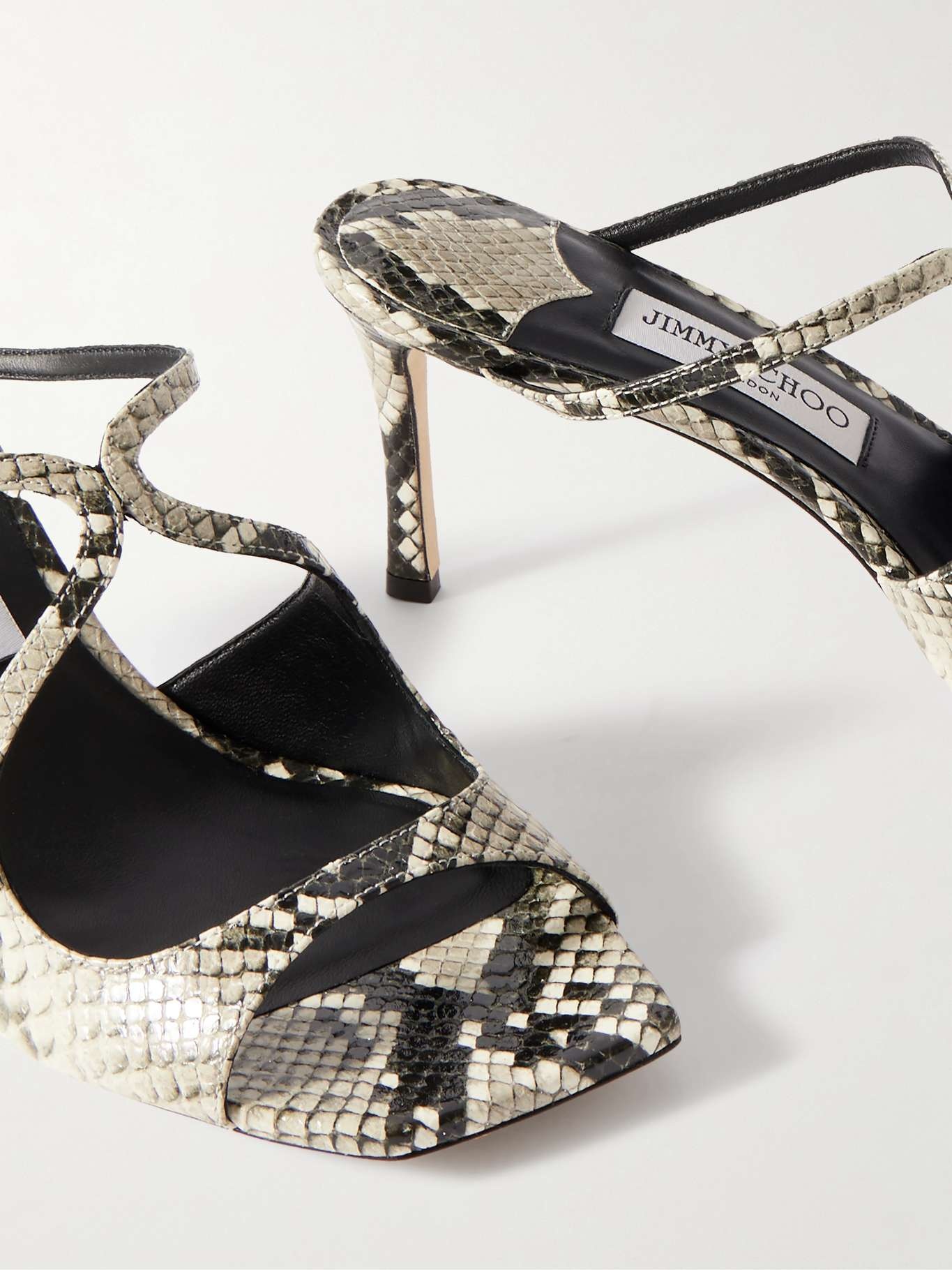 JIMMY CHOO Anise 75 cutout snake-effect glossed-leather