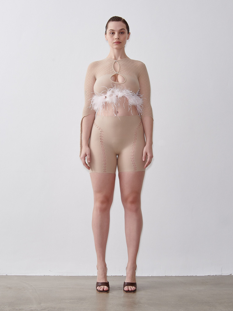 POSTER GIRL BRIANNA BIKER SHORTS IN TAUPE outlook