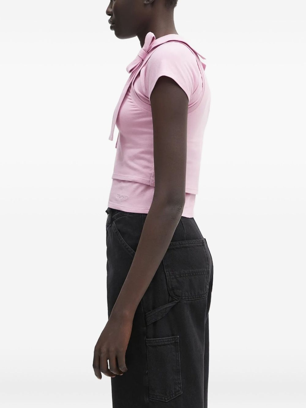 bow-detail short-sleeve top - 3