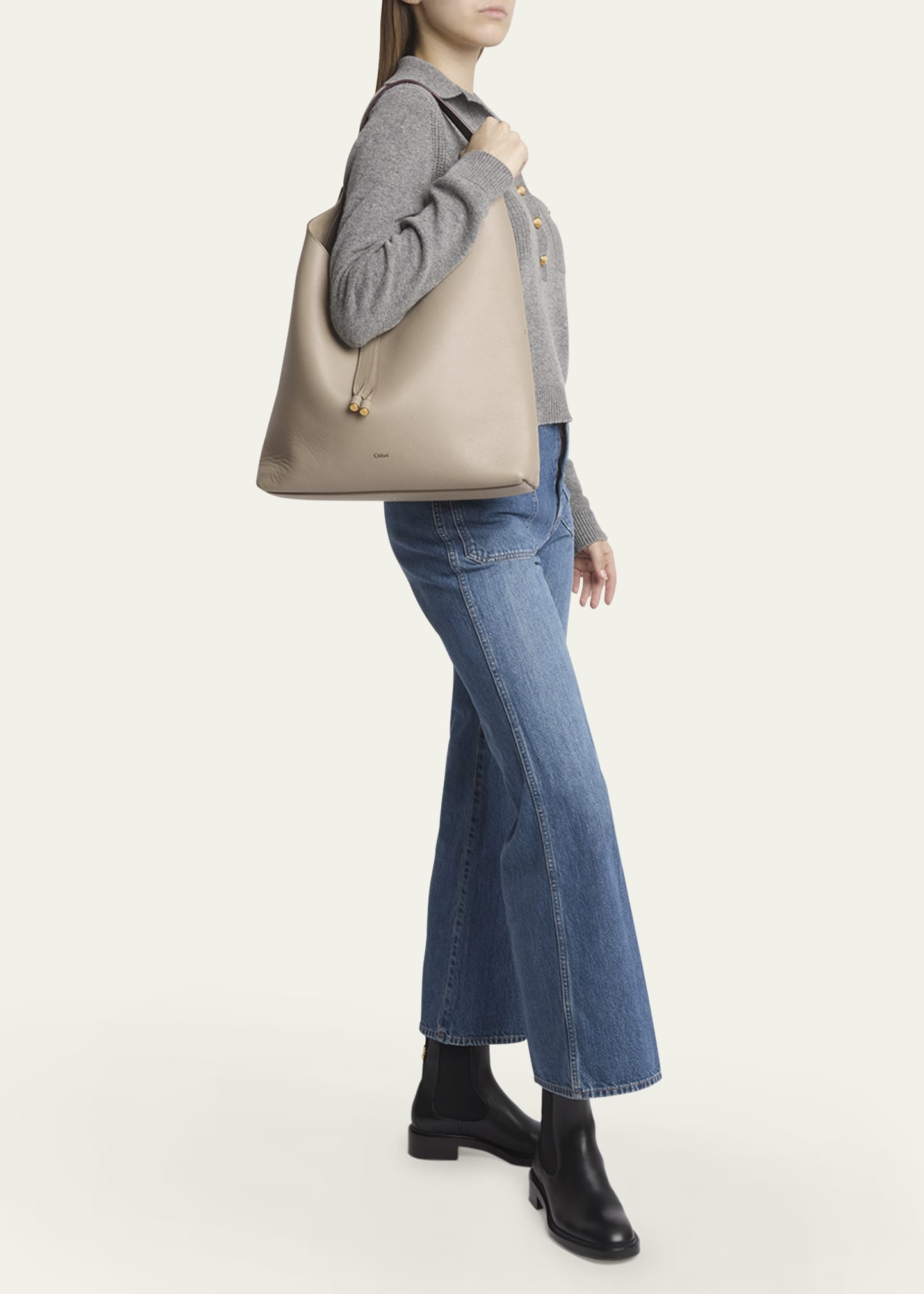 Marcie Hobo Bag in Grained Leather - 5