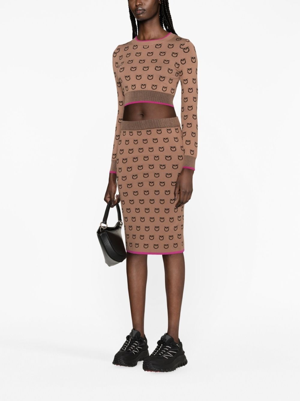 logo-print knitted fitted skirt - 2