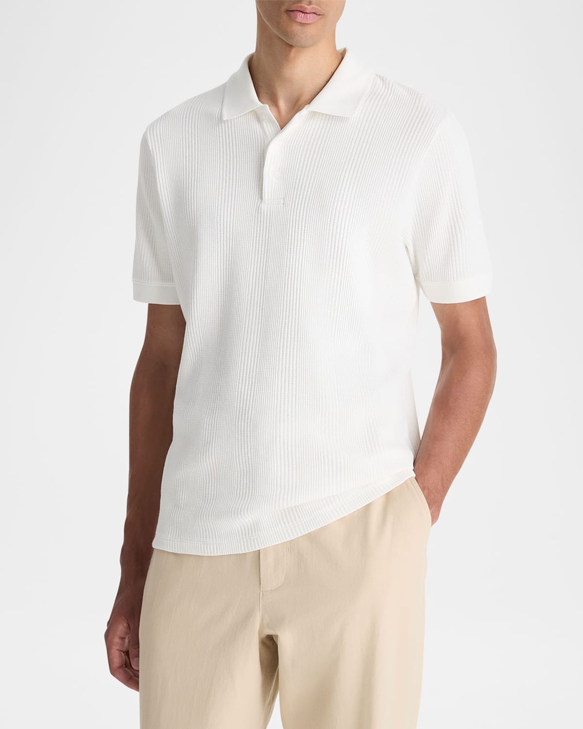 Men's Variegated Textured Stripe Polo Shirt - 4
