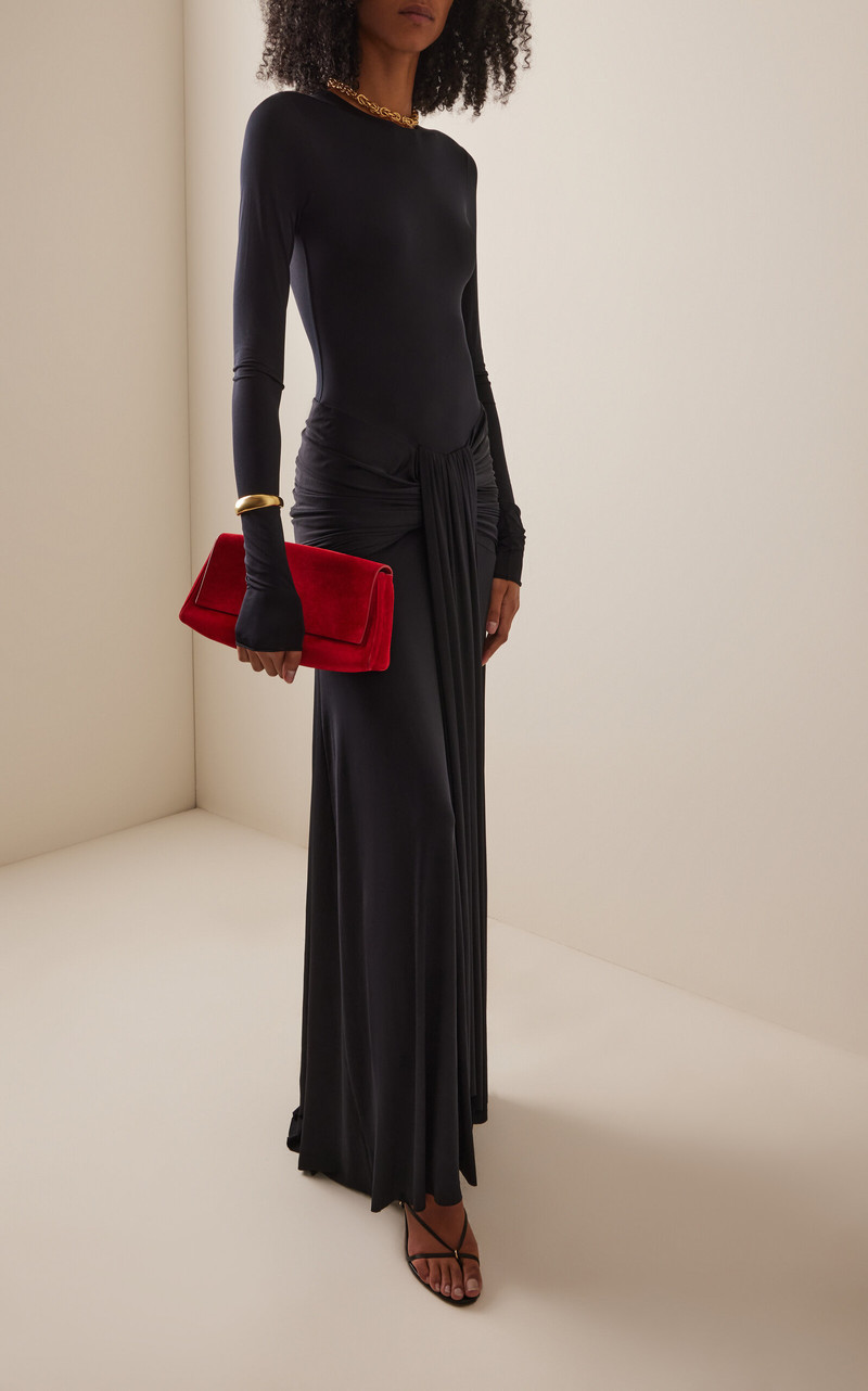 SEV Knotted Knit-Jersey Maxi Dress black outlook