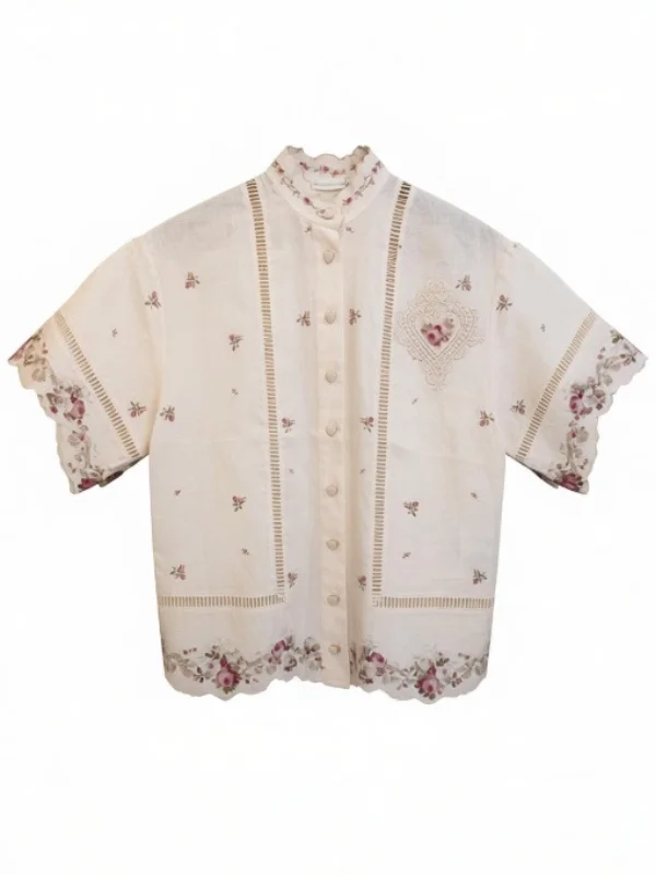 Patience Shirt in Cream/Pink Rose - 1