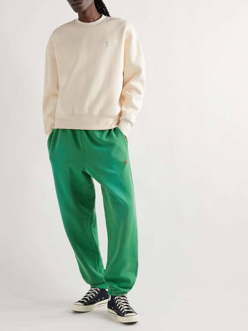 AMI Paris Logo-Embroidered Organic Cotton-Blend Jersey Sweatshirt outlook