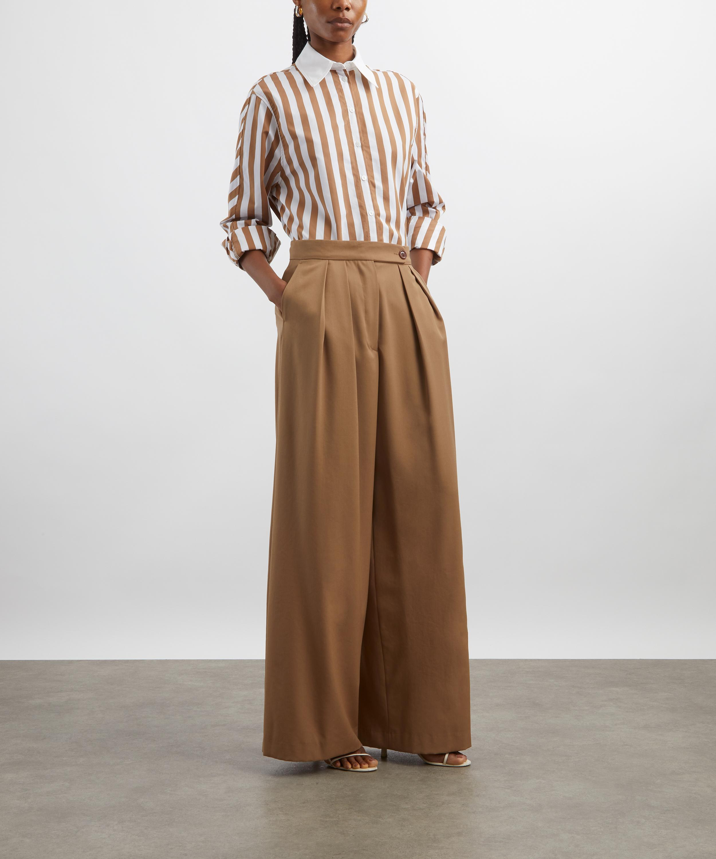White and Camel Striped Shirt - 2