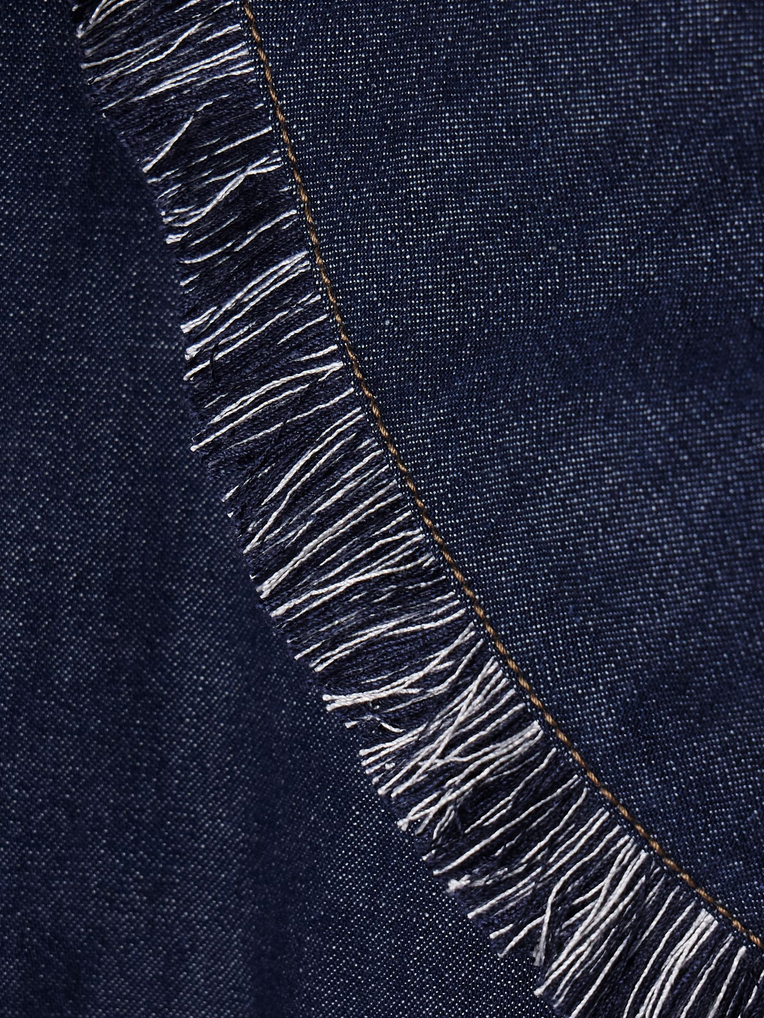 Rhiannon frayed cotton-chambray shorts Navy - 4
